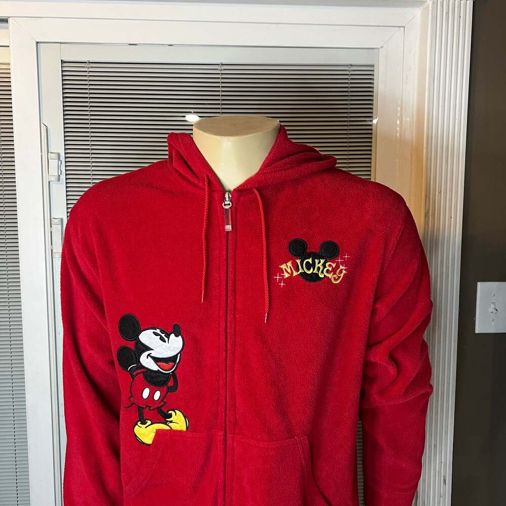 Vintage Disney Mickey Mouse Red Fleece Zip Up Hoodie Women's 2X